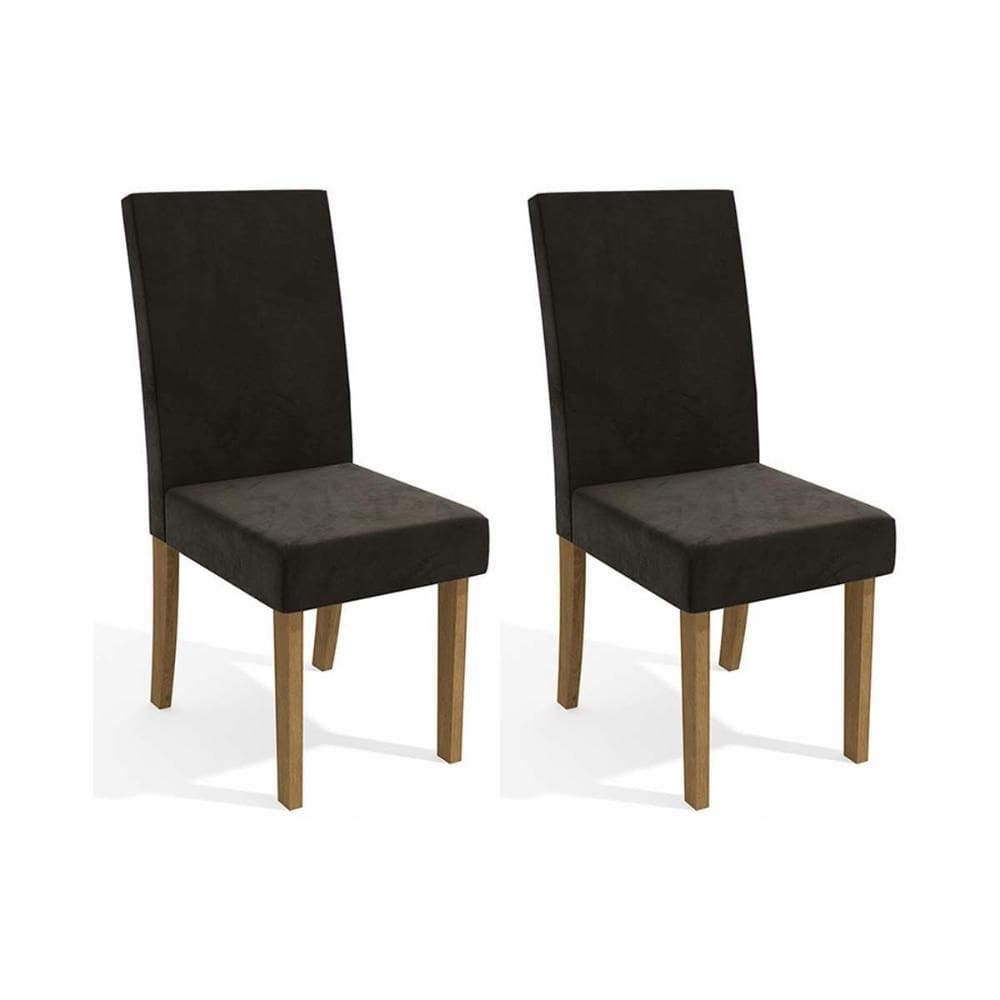 Kit 2 Cadeiras de Cozinha 2CAD131 2 Un Canela/Suede Grafite - Kappesberg