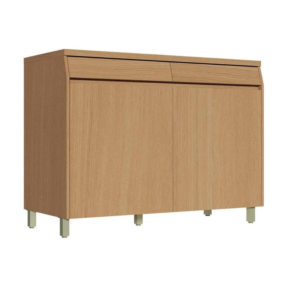 Módulo Cozinha Nesher Simone Mendes Balcão c/ Tampo Simone Mendes c/ 2 Portas e 2 Gavetas 120cm Carvalho/Cinza-Nesher