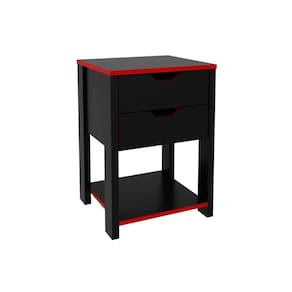 Mesa Cabeceira Infantil Gamer ME4163 c/ 2 Gavetas Preto/Vermelho - Tecno Mobili