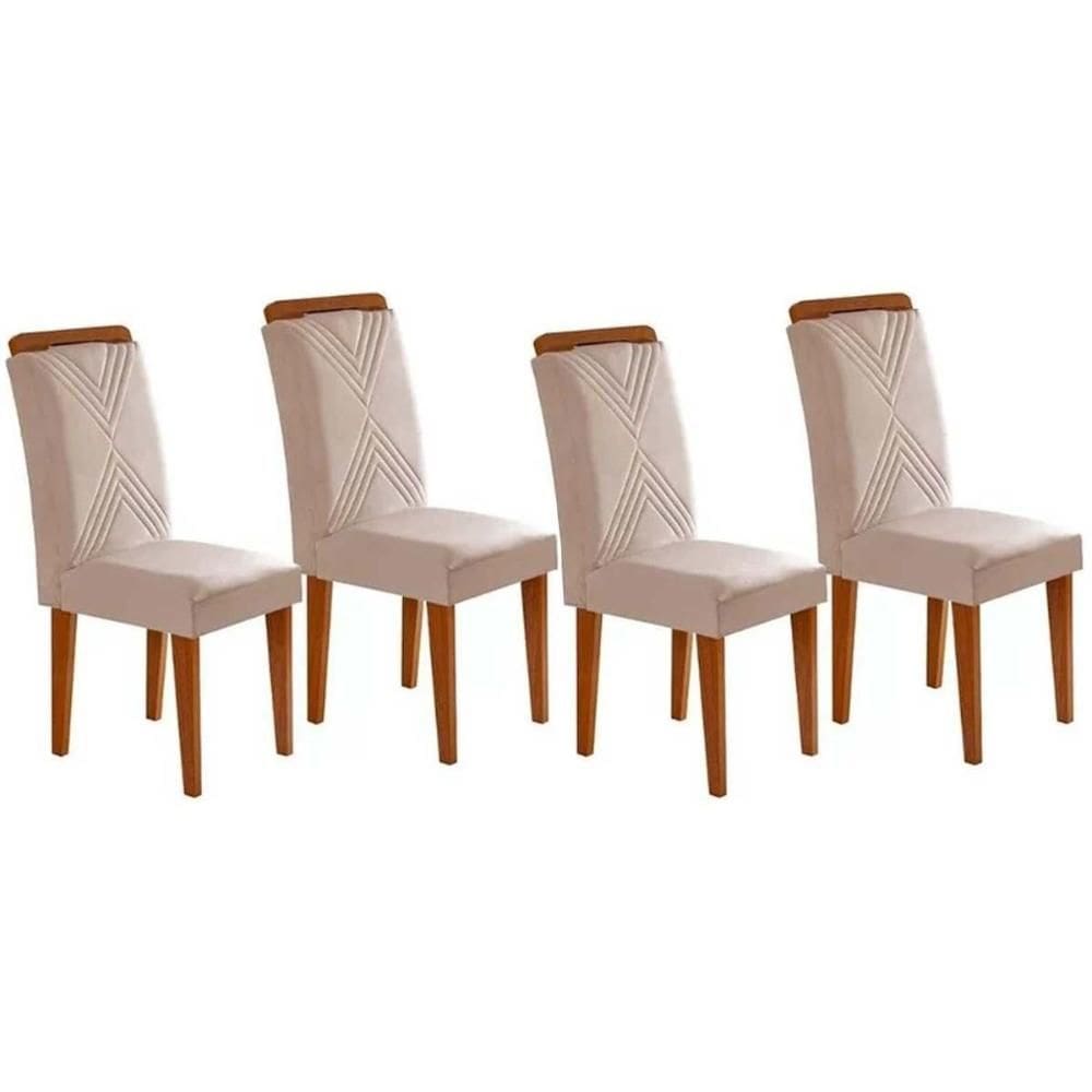 Kit 2 Cadeiras de Cozinha Amsterdã 4 Un Capuccino/Suede Creme - Rufato