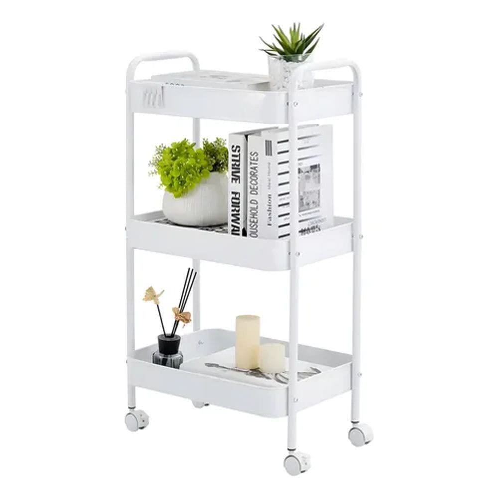 Carrinho Multiuso Gala 3 Prateleiras Metal Branco N035173a