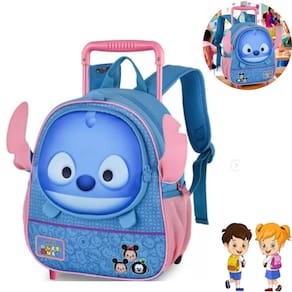 Mochila Passeio Escolar Infantil Com Rodinhas Stitch Tsum Clio Criança Menina