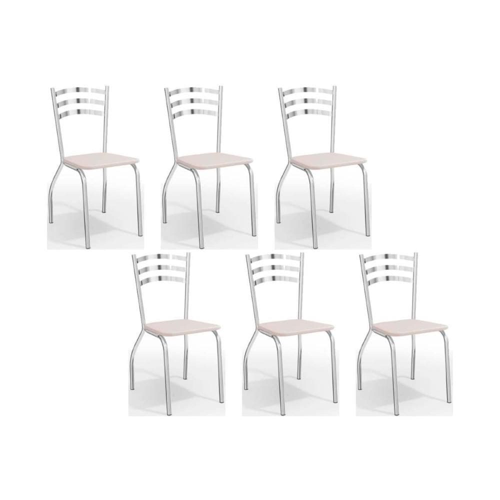 Kit 6 Cadeiras Sala Jantar Portugal C007 6 Un Cromada/Branco 106 - Kappesberg