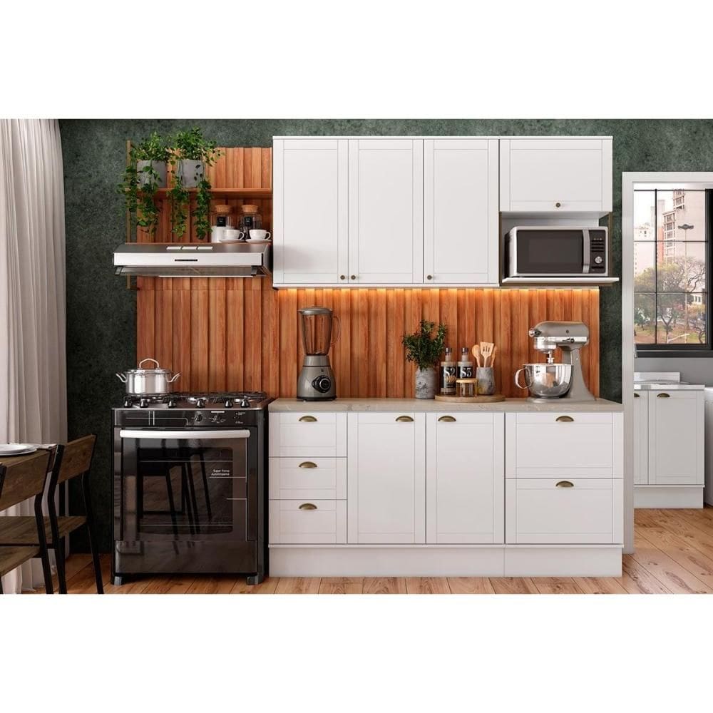 Kit de Cozinha Completa 9 Peças Bella (2Aéreos+2Balcões+5Complementos) C9P60 Branco - Carraro