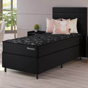 Conjunto Cama Box Solteiro Benim Com Molas Ensacadas 88cmx188cmx63cm Preto