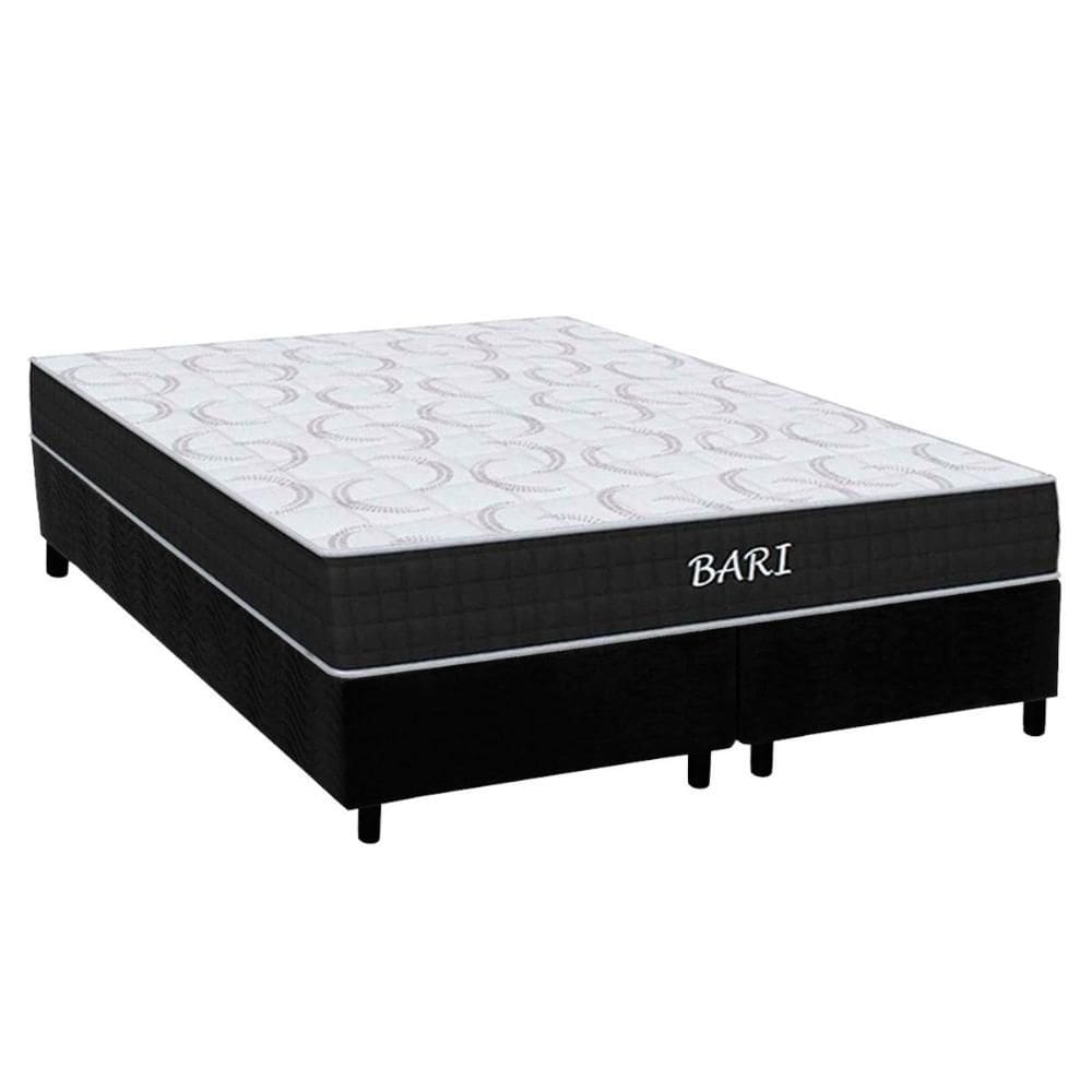Cama Box Queen: Colchão Espuma D45 Orthoflex Bari + Base CRC Suede Black (158x198)
