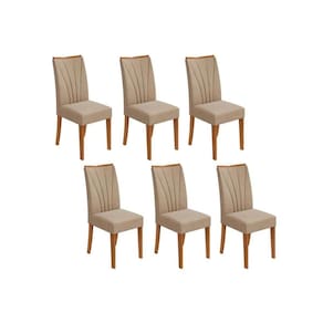Kit 4 Cadeiras de Cozinha Apogeu 6 Un Amêndoa/Suede Creme - Lopas