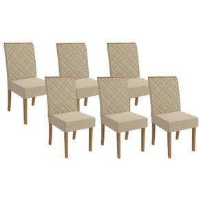 Kit 6 Cadeiras Sala Jantar 2CAD149FR 6 Un Freijó/Linho Bege A019 - Kappesberg