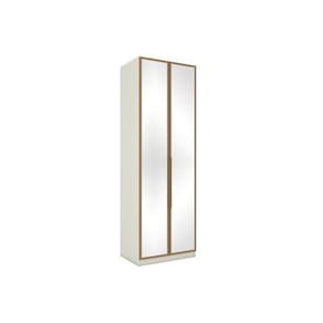 Módulo de Quarto Solteiro Guarda Roupa MC04 Seletto c/ 2 Portas c/ Espelho e 3 Gavetas Areia/Jequitibá - Henn
