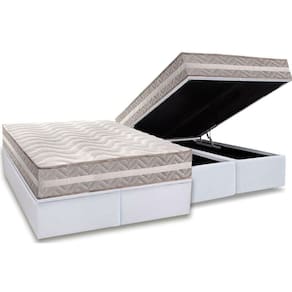 Conjunto Box Baú King: Colchão Molas Paropas D33 D45/ Pro Sono Double Face Prata + Base CRC Courano White (193x203)