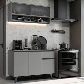 Armário de Cozinha Compacta 120cm Cinza Nice Madesa 02 XV