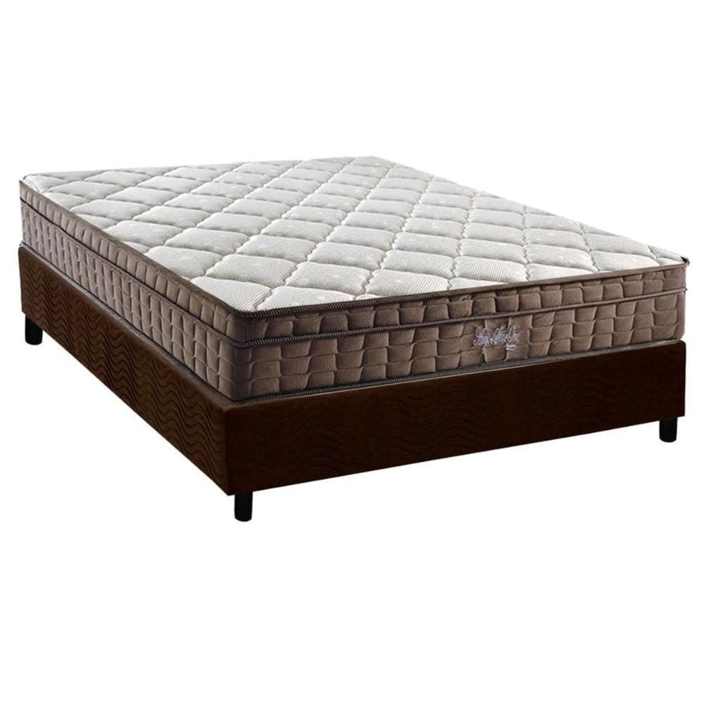 Cama Box Casal: Colchão Ortopédico D Angelis Anjos D28 / AG65 Anjos Star + Base CRC Suede Brown (138x188)