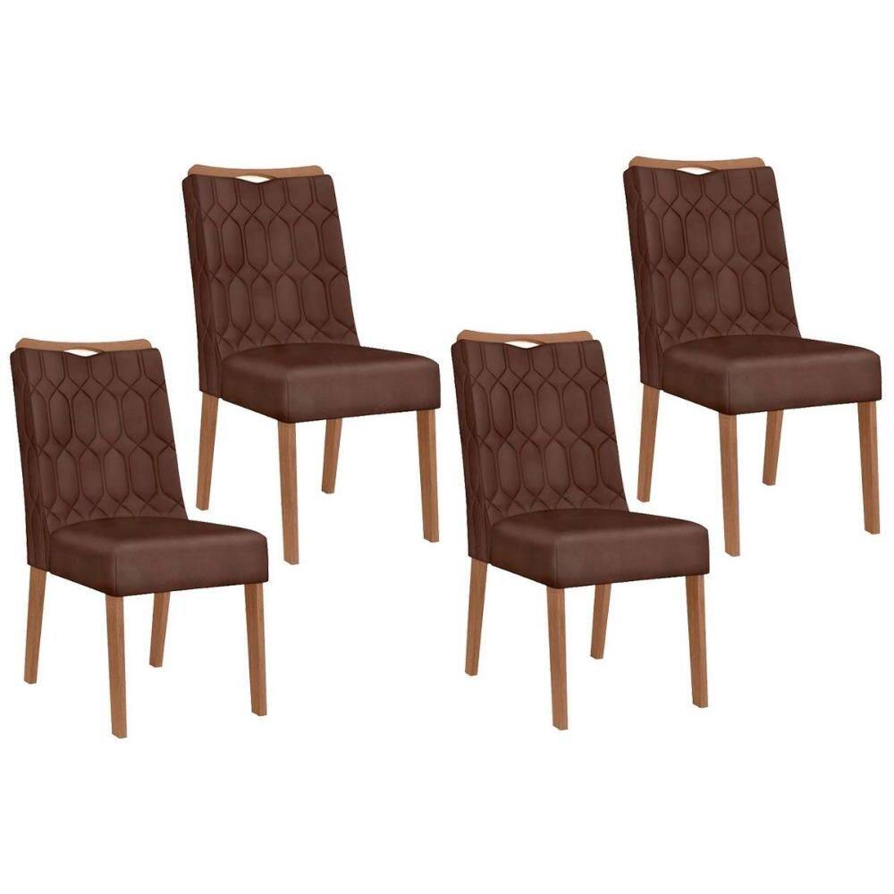 Kit 4 Cadeiras Sala Jantar Bia 4 Un Cedro/Suede Moca - DJ Móveis