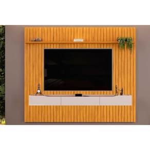 Estante P/ Sala Até 85 Pol Pratic Ripado C/ 3 Gavetas 250x240cm Cedro/bali - Dj Móveis
