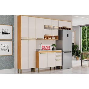 Kit de Cozinha Completa 4 Peças Nápoli Prime (2Aéreos+1Balcão+1Paneleiro) C4P66 Sevilha/Branco - Ronipa