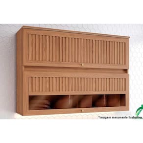 Módulos de Cozinha Henn Requinte Requinte c/ 2 Portas Basculante Ripada c/ Vidro 120cm Nature-Henn