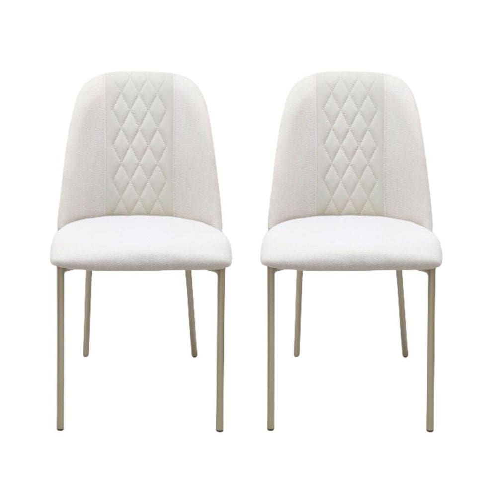 Conjunto com 2 Cadeiras Arcadia Linho Off White e Champagne