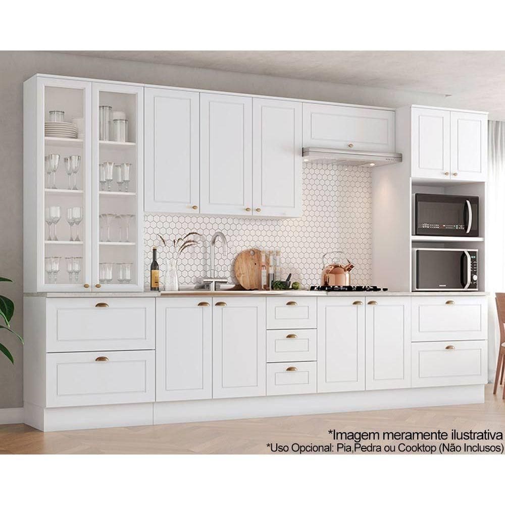 Cozinha Modulada Henn Americana 7 Peças (2Aéreos+2Balcões+2Paneleiros+1Complemento) C5P66 Branco-Henn