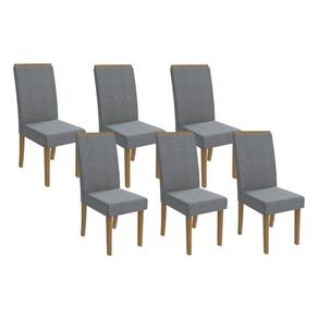 Kit 6 Cadeiras de Cozinha 2CAD142FR 6 Un Freijo/Linho Cinza A018 - Kappesberg