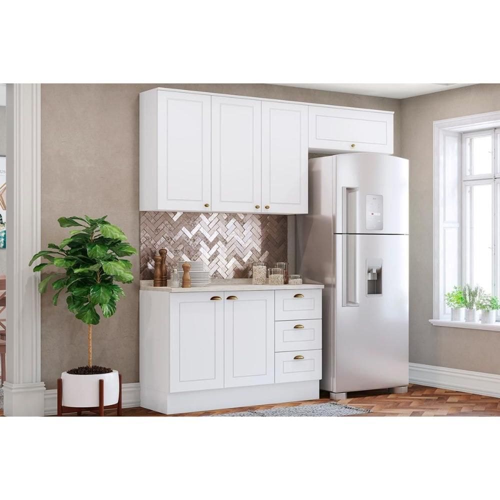 Kit de Cozinha Completa 4 Peças Americana (2Aéreos+1Balcão+1Complemento) CZ148 Branco - Henn