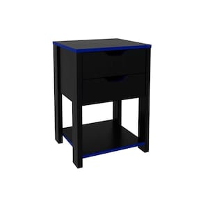 Mesa Cabeceira Infantil Gamer ME4163 c/ 2 Gavetas Preto/Azul - Tecno Mobili