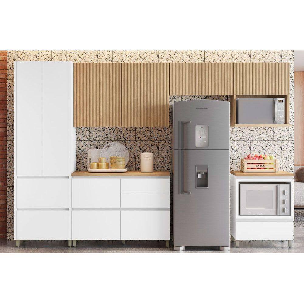 Kit Cozinha Modulada 6 Peças Rainha Gourmet (3Aéreos+2Balcões+1Paneleiro) C6P01 Branca/Nature - Nesher