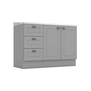 Módulo Cozinha Henn Americana Balcão p/ Pia c/ Tampo c/ 2 Portas e 3 Gavetas 120cm Cinza-Henn