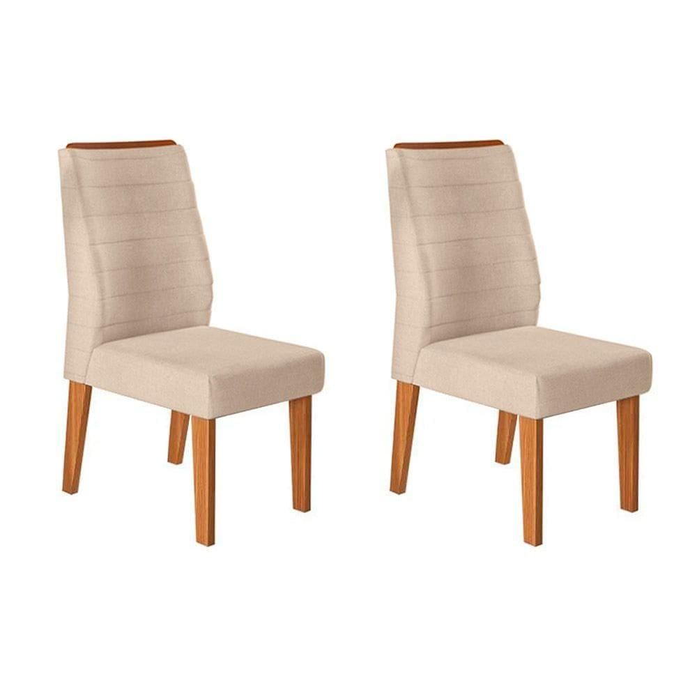 Kit 2 Cadeiras de Cozinha Ondina 2 Un Carvalho Nobre/Linho Saara - DJ Móveis