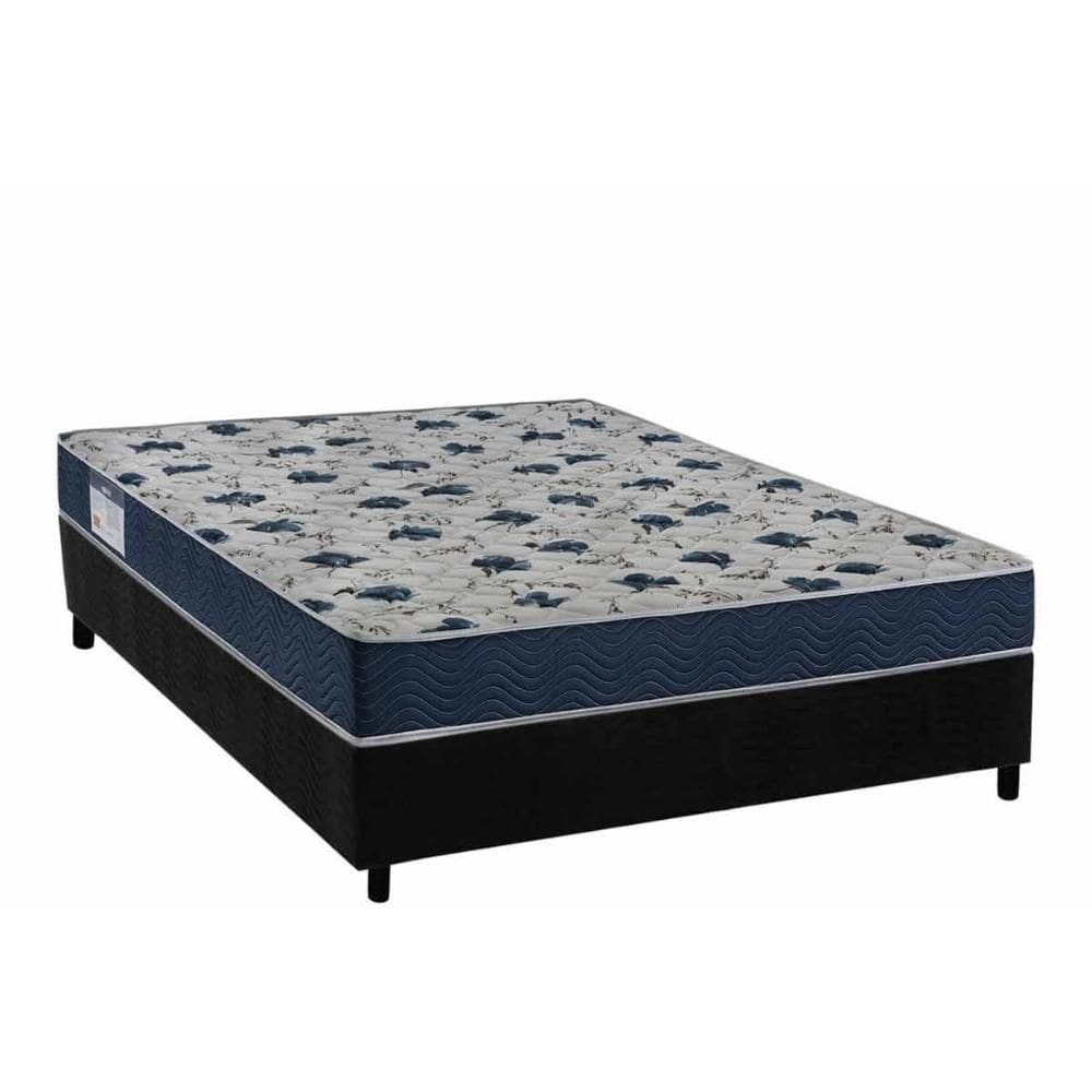 Cama Box Viúva: Colchão Ortopédico Ortobom D28 Anatômico ISO 60 + Base CRC Suede Black (128x188)