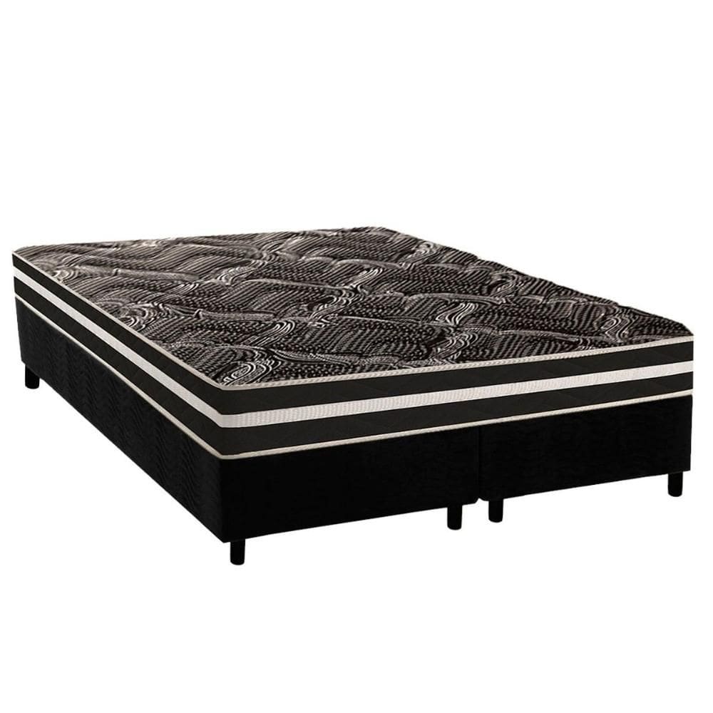 Cama Box Queen: Colchão Ortopédico Paropas D28 / Master AG80 Black Double Face 17 + Base CRC Suede Black (158x198)