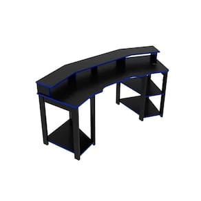 Mesa Computador Casal Gamer ME4167 Preto/Azul - Tecno Mobili
