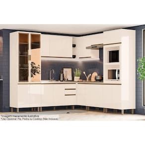 Cozinha Modulada Henn Connect 10 Peças (3Aéreos+3Balcões+2Paneleiros+2Complementos) C5P94 Off White-Henn