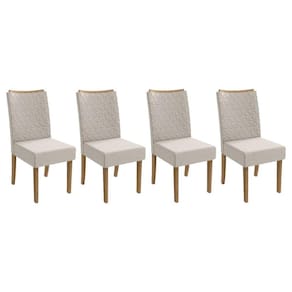 Kit 4 Cadeiras de Cozinha 2CAD129FR 4 Un Freijo/Linho Bege Claro A058 - Kappesberg