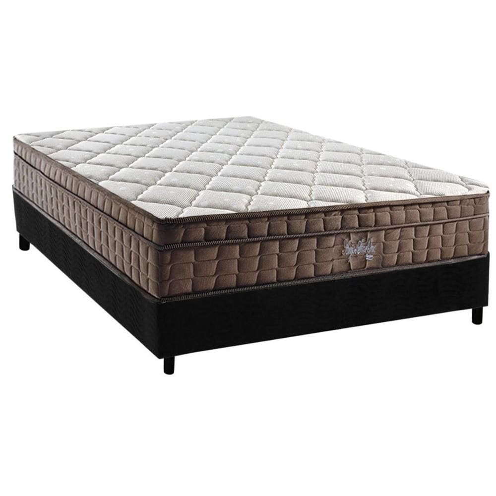 Cama Box Casal: Colchão Ortopédico D Angelis Anjos D28 / AG65 Anjos Star + Base CRC Suede Black (138x188)
