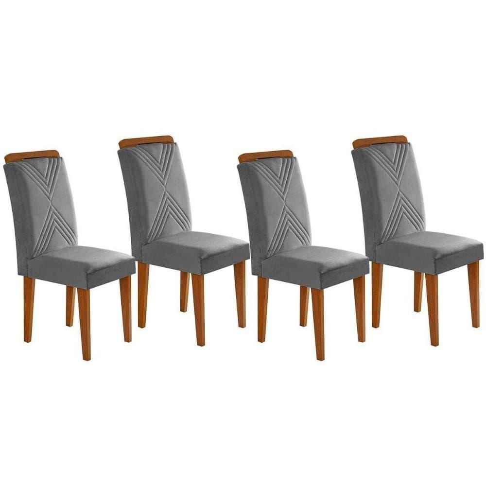 Kit 2 Cadeiras de Cozinha Amsterdã 4 Un Capuccino/Suede Grafite - Rufato