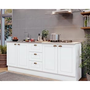 Kit de Cozinha Completa 3 Peças Americana (2Balcões+1Complemento) s/Pia CZ137 Branco - Henn