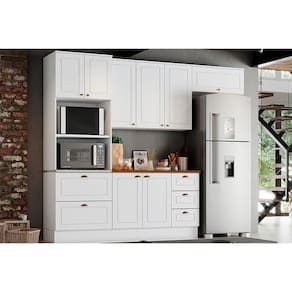 Kit de Cozinha Completa 5 Peças Americana (2Aéreos+1Balcão+1Paneleiro+1Complemento) CZ129 Branco - Henn