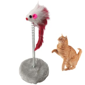 Arranhador Pet Gato Ratinho Guizo Mola Pelucia Macio Brinquedo Interativo Felino Animal de Estimaçao Entretenimento Lazer Diversao