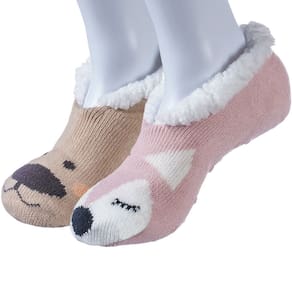 Kit 2 Pantufa Sapatilha com Sherpa Antiderrapante