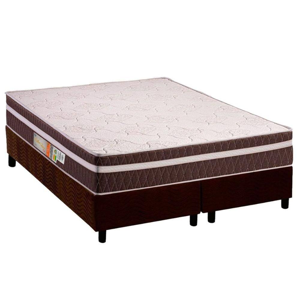 Cama Box Queen: Colchão Ortopédico Polar D28 Orthoface Vip Brown + Base CRC Suede Brown (158x198)