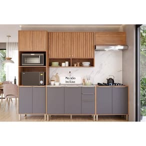 Kit de Cozinha Completa 5 Peças Divina (2Aéreos+2Balcões+1TorreQuente) C5P187 Freijo/Titanium - MGM
