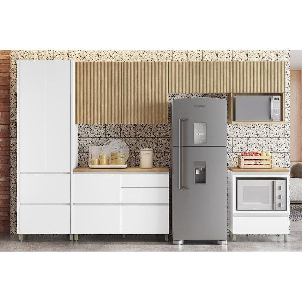 Kit Cozinha Modulada 6 Peças Rainha Gourmet (3Aéreos+1Paneleiro+2Balcões) C6P39 Branca/Nature - Nesher