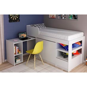 Cama Multifuncional Juvenil CM8021 c/ Escrivaninha Branco - Tecno Mobili
