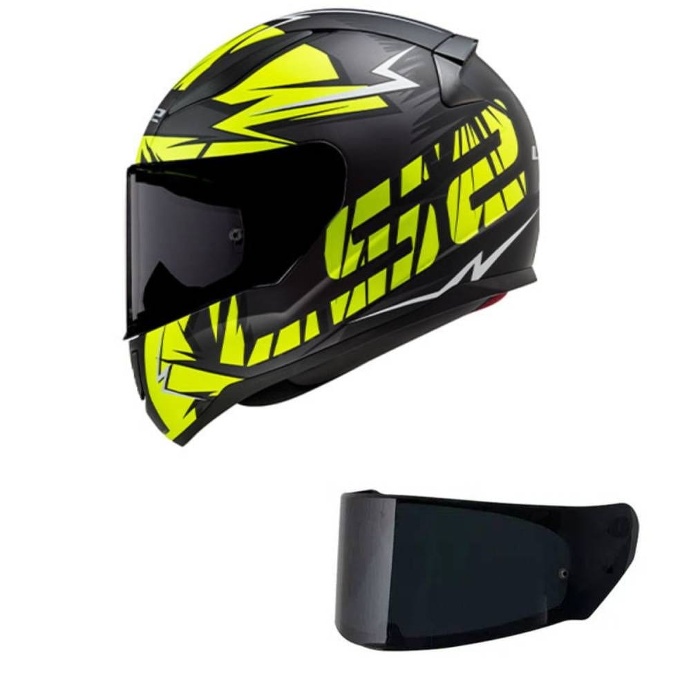 Capacete LS2 FF353 Rapid Cromo Preto e Amarelo Mais Viseira Fumê