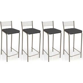 Kit 4 Banquetas Sala Jantar Gênova B705 4 Un Niquel/Preto - Kappesberg