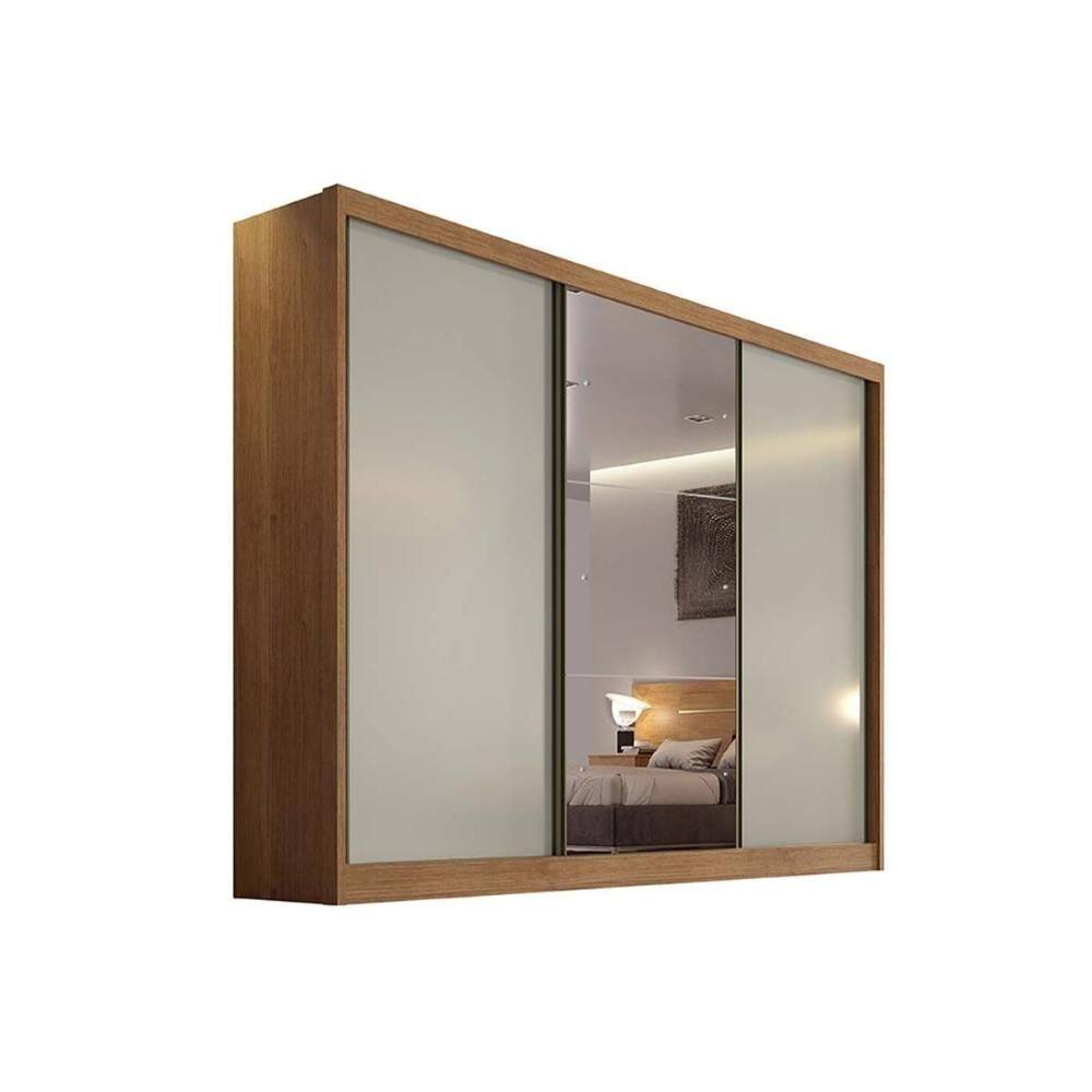 Guarda Roupa 3 Portas (1 c/ Espelho) e 6 Gavetas Toulon/Sonetto Plus Cumaru/Fendi - Novo Horizonte