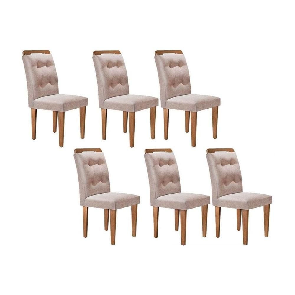 Kit 6 Cadeiras Sala Jantar Imperatriz 6 Un Capuccino/Linho Bege Turim - Rufato