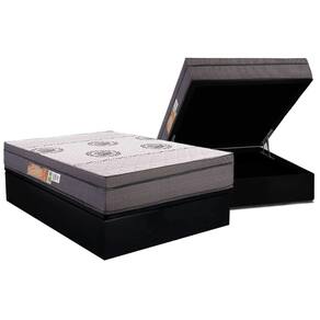 Cama Box Baú Casal: Colchão Ortopédico Polar D28 OrthoPremium Grey + Base CRC Suede Black (138x188)