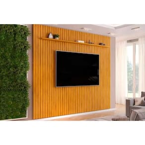 Home p/ TV até 85 Pol Pratic Ripado c/ 1 Prateleira 275x240cm Cedro - DJ Móveis
