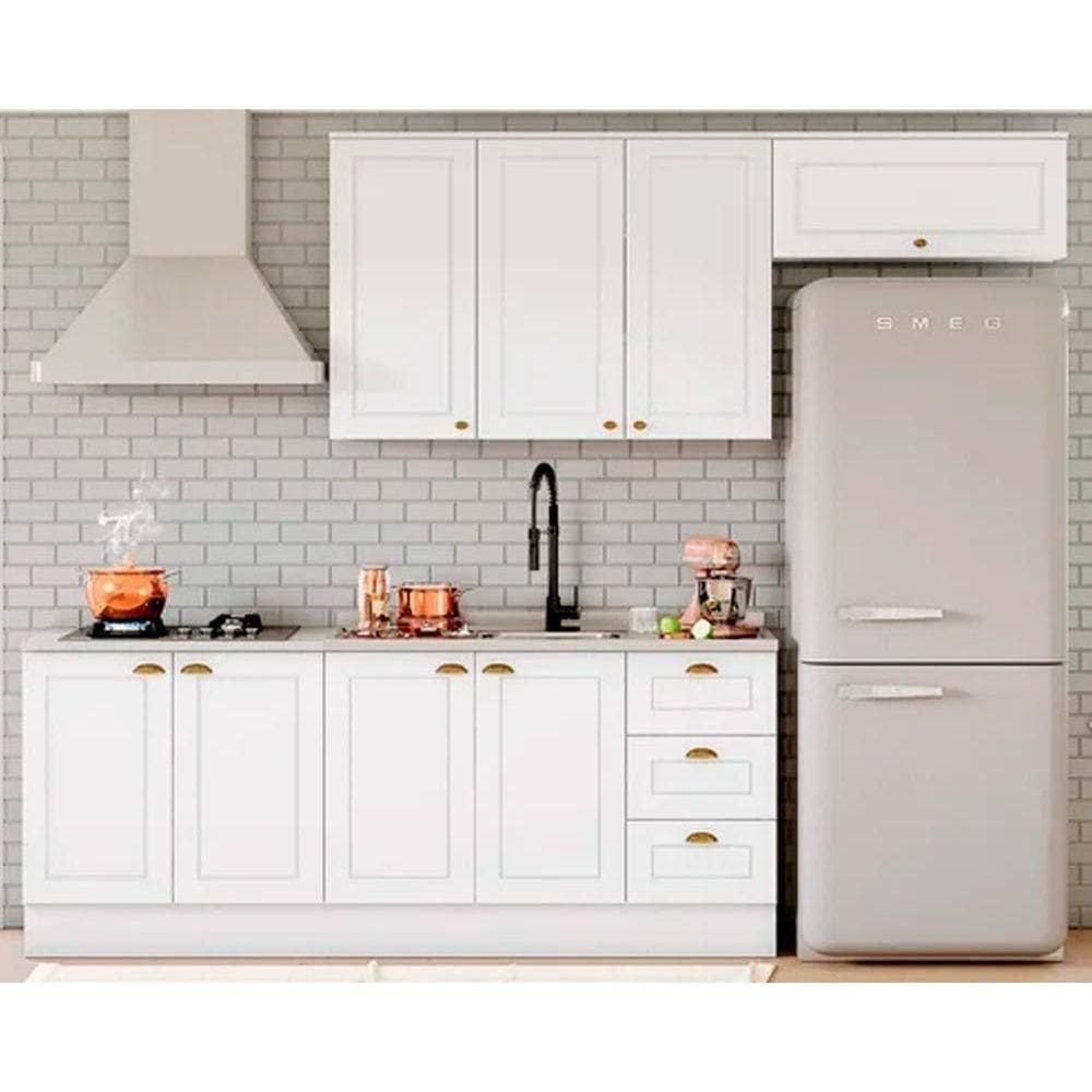 Kit de Cozinha Completa 5 Peças Americana (2Aéreos+2Balcões+1Complemento) s/Pia CZ130 Branco - Henn